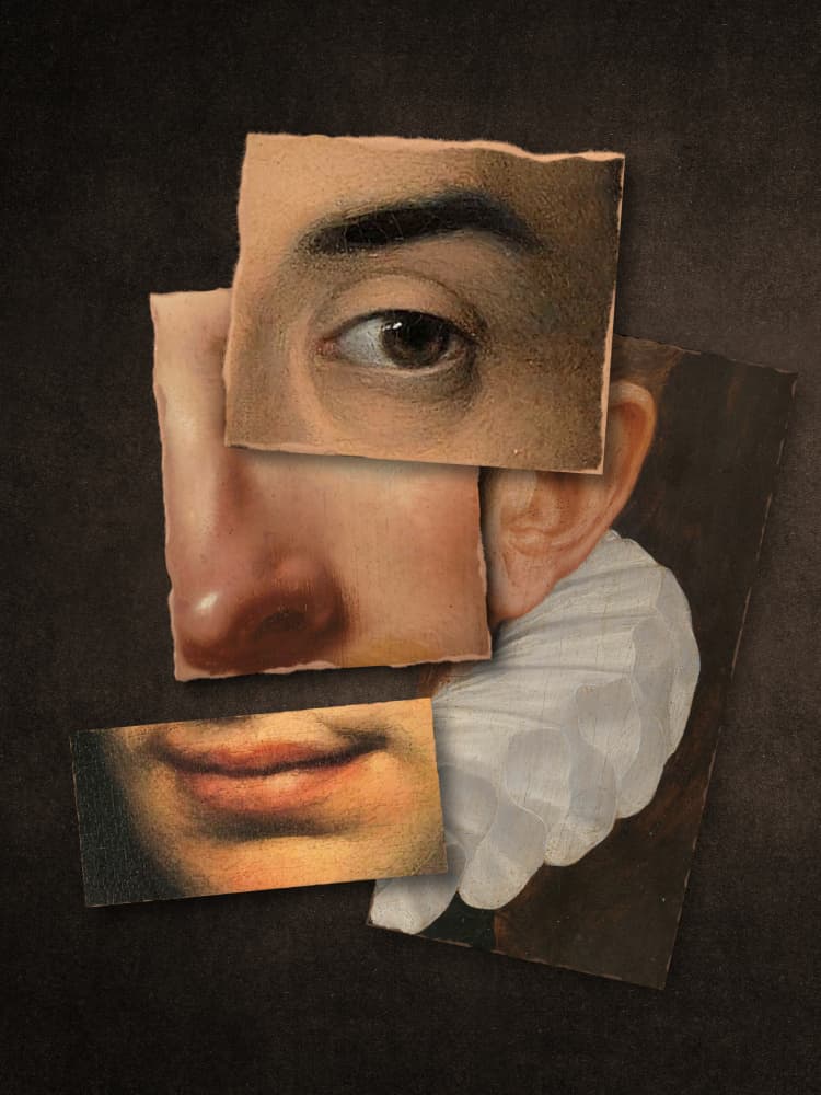 Fragmented Classic Portrait by Marja van den Hurk — canvas wall art