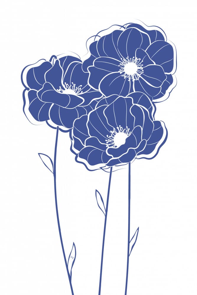 Elegant Blue Poppies by Martina — canvas wall art