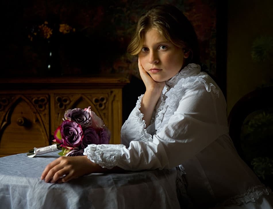 Pensive Girl Portrait by kenp — canvas wall art