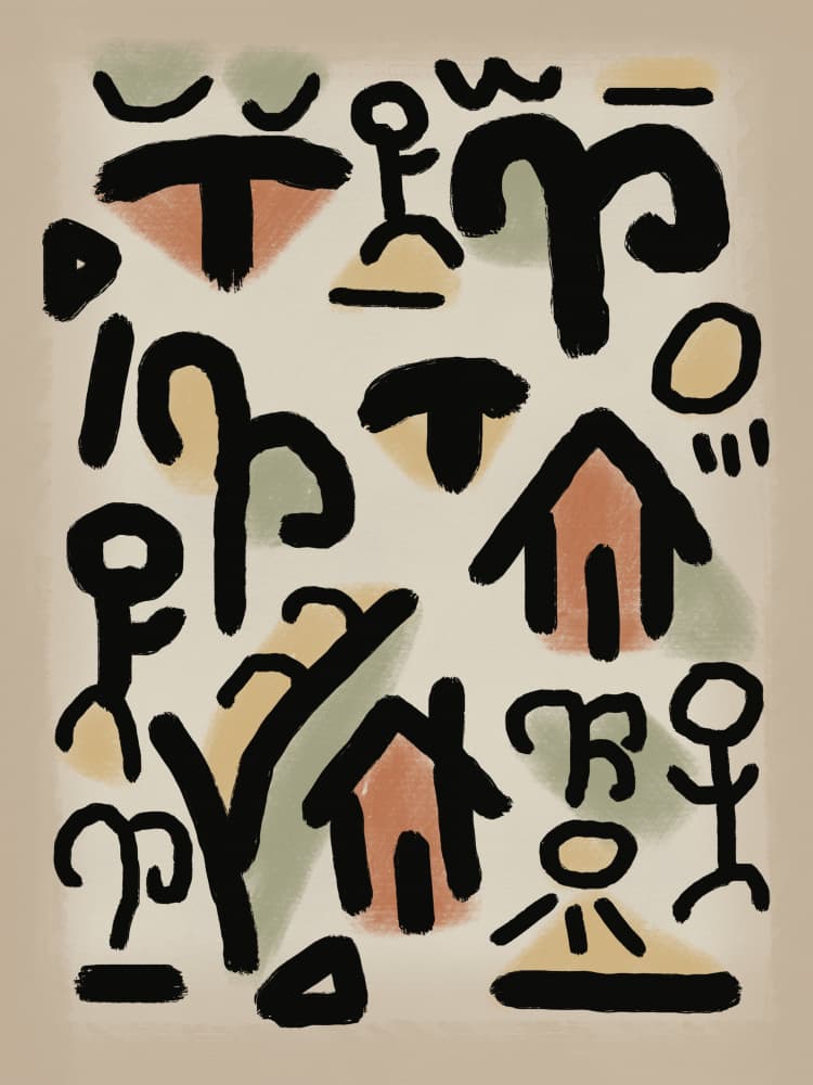 Earthy Folk Symbols by Little Dean — canvas wall art