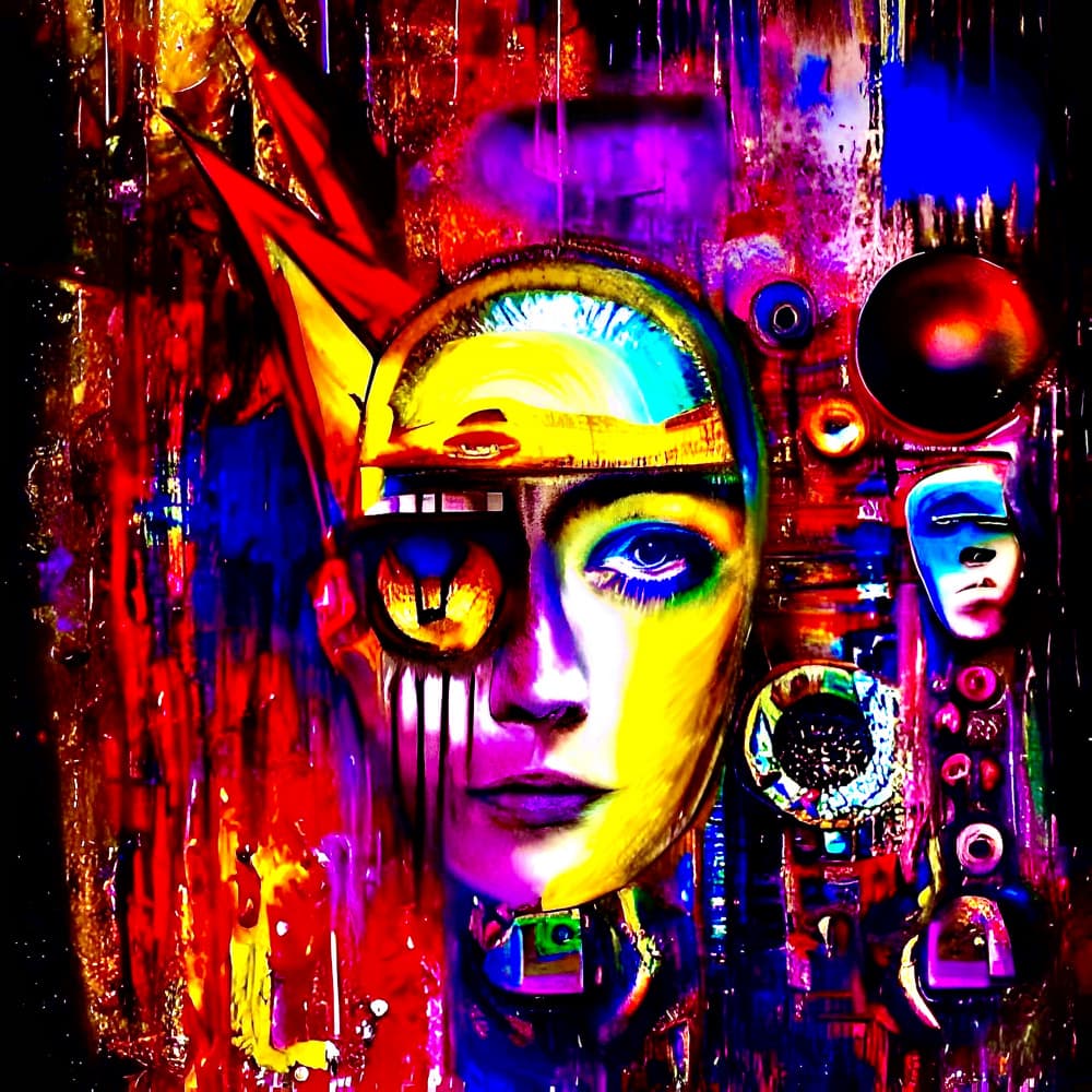 Vibrant Surreal Portrait by mnemonixART — canvas wall art