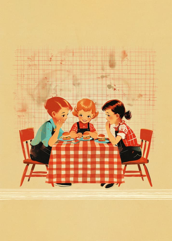 Retro Burger Friends by Pictufy Studio IV — canvas wall art
