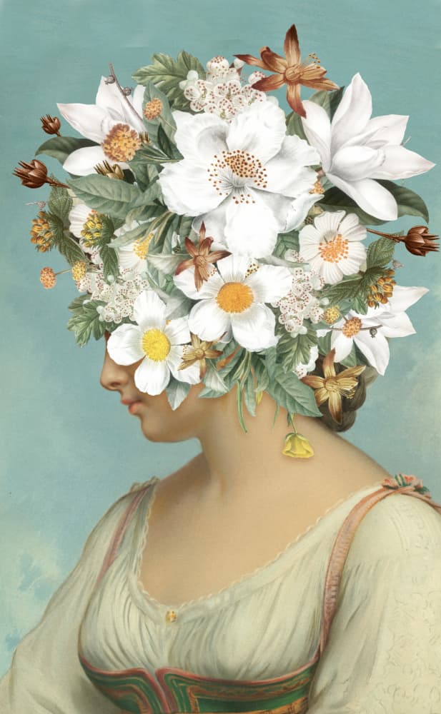 Elegant Floral Profile by Marja van den Hurk — canvas wall art