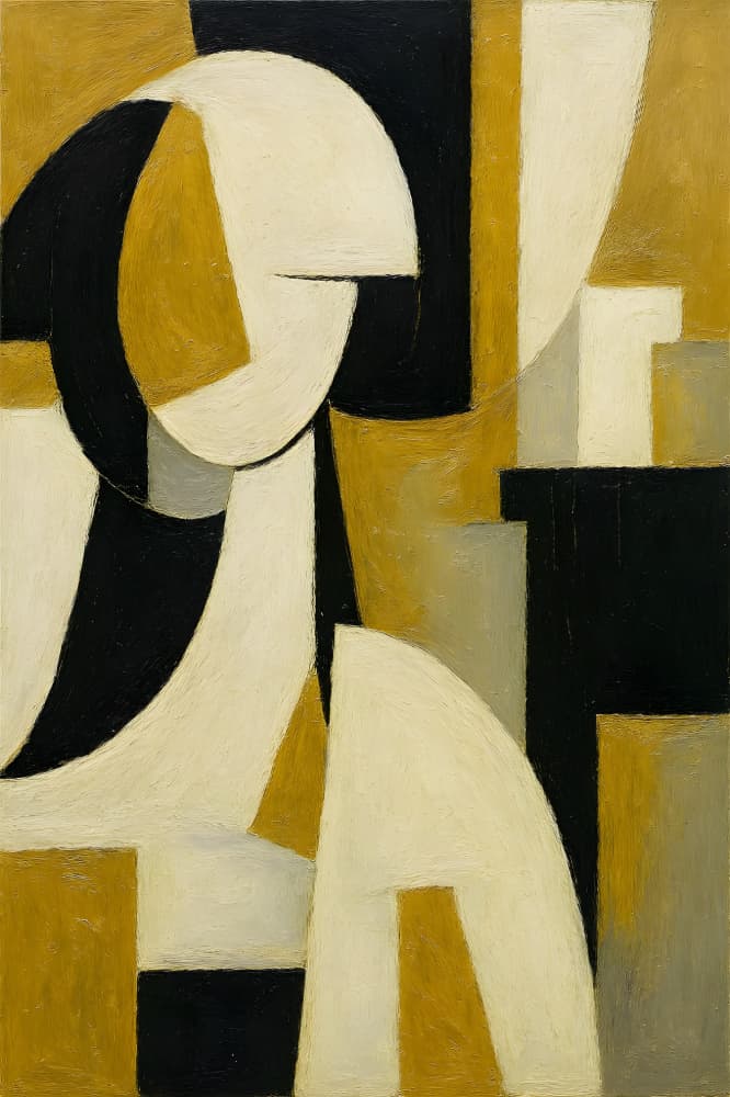 Golden Abstract Forms by HUGO — canvas wall art