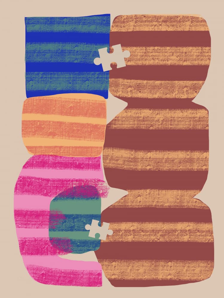Vibrant Puzzle Blocks by Little Dean — canvas wall art