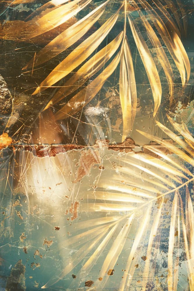 Golden Tropical Grunge by Rafal Kulik — canvas wall art