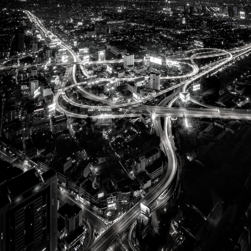 Night City Light Trails by Gunarto Song — canvas wall art