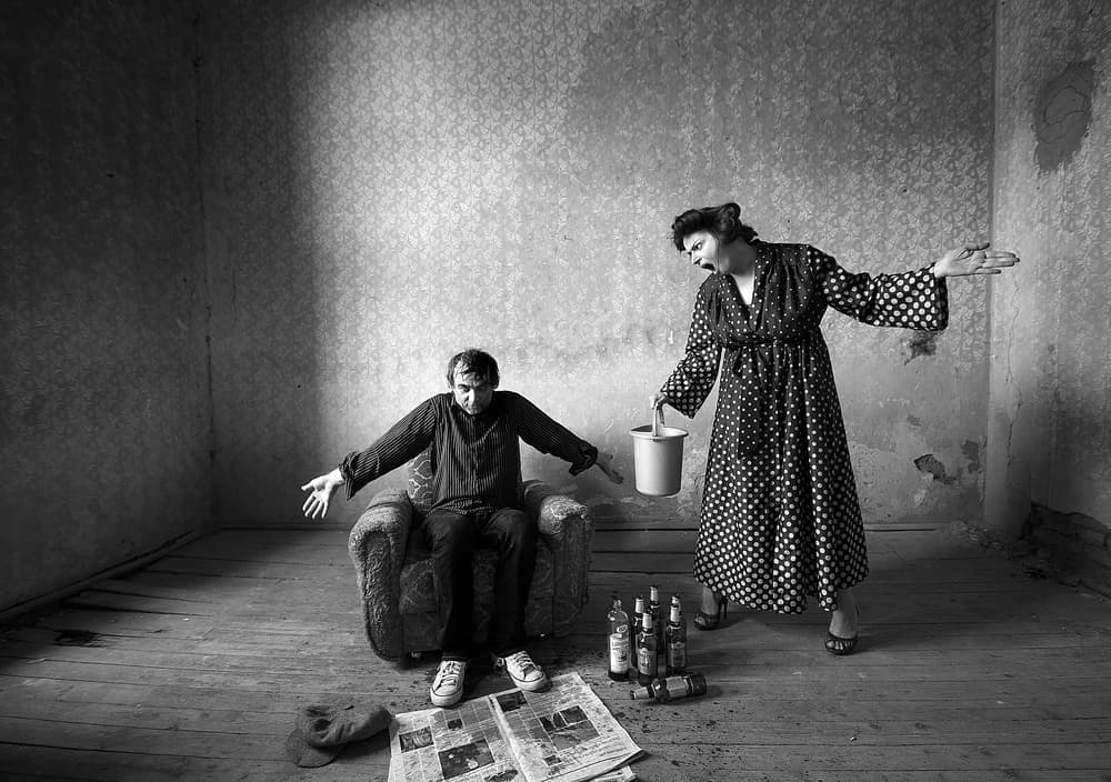 Bleak Domestic Drama by mario grobenski - psychodaddy — canvas wall art