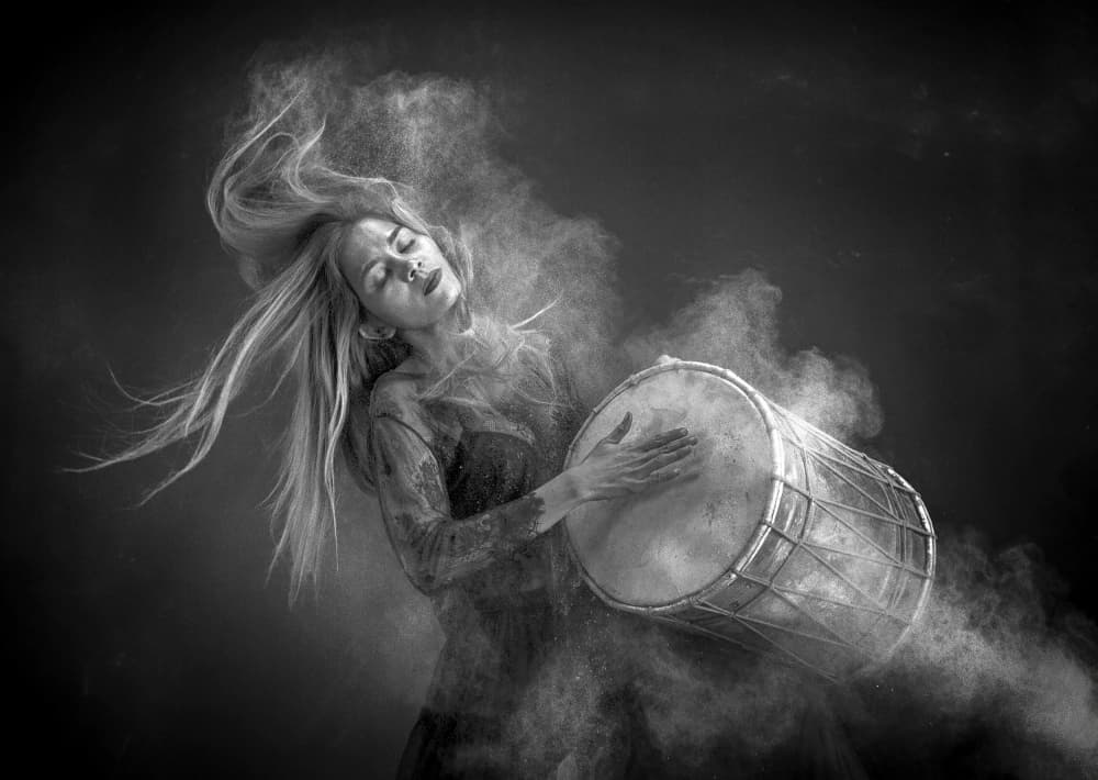 Powder Drum Dance by Angela Muliani Hartojo — canvas wall art