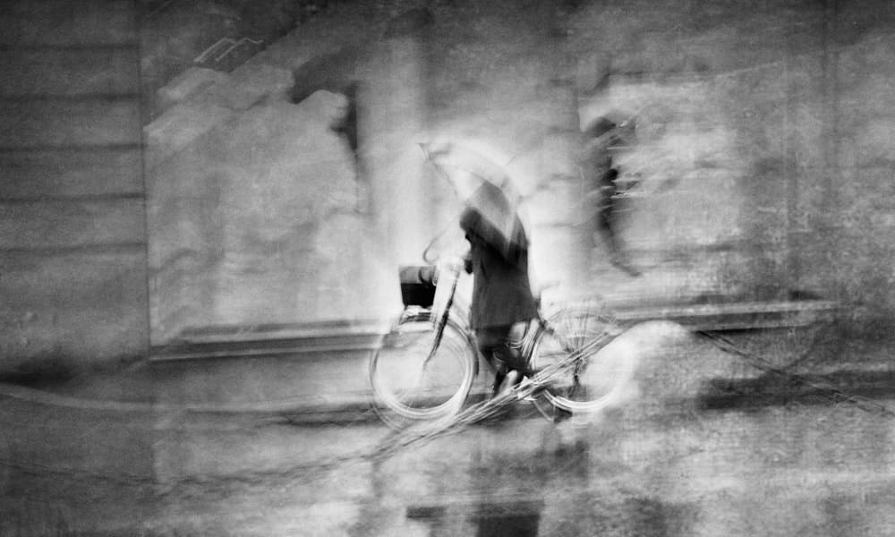 Cyclist in the Rain by Antonio Grambone — canvas wall art