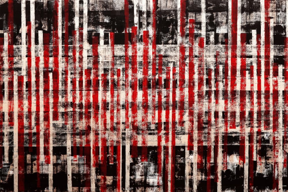 Distressed Red Stripes by Petr Strnad — canvas wall art