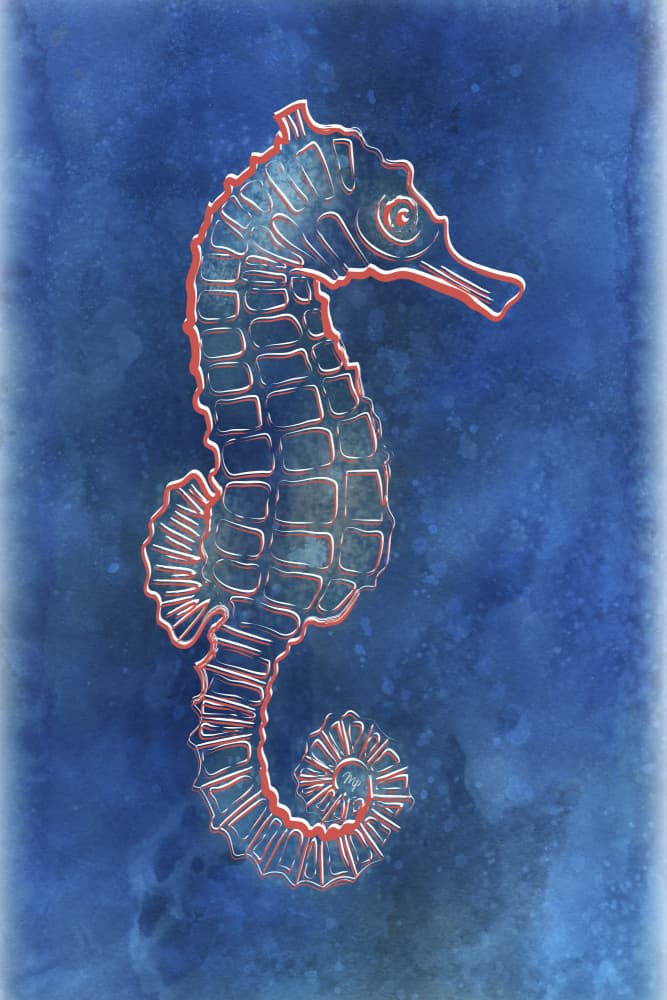 Vibrant Blue Seahorse by Martina — canvas wall art