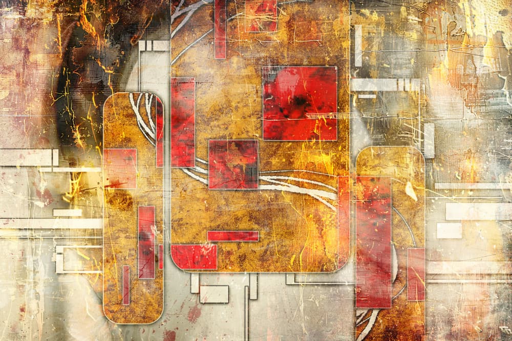 Fiery Industrial Abstract by Rafal Kulik — canvas wall art