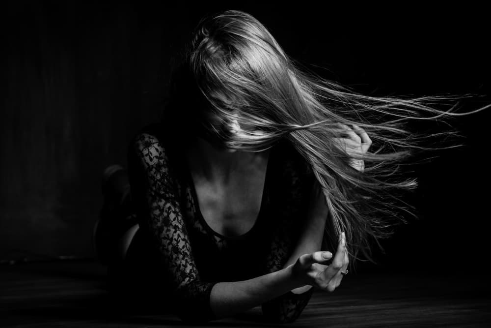 Mysterious Woman Flowing Hair by Martin Krystynek MQEP — canvas wall art