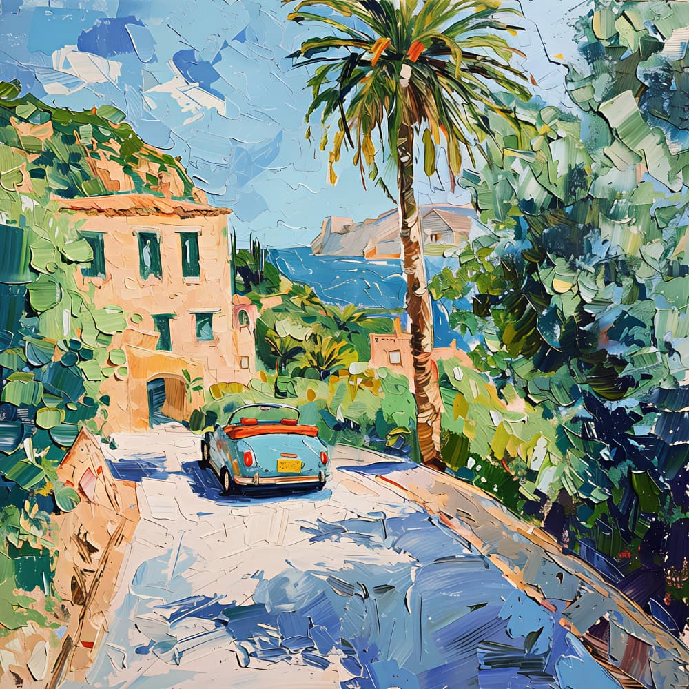 Vintage Car Coastal View by Avanesova Elena — canvas wall art