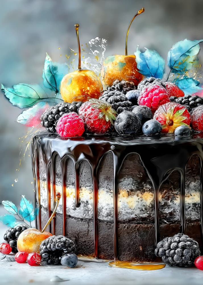Chocolate Cake 5 food art by Justyna Jaszke — canvas wall art