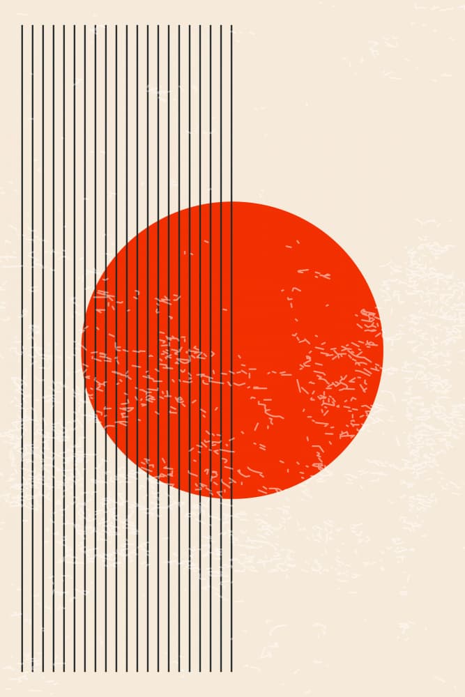 Geometric Red Sun Design by jay stanley — canvas wall art