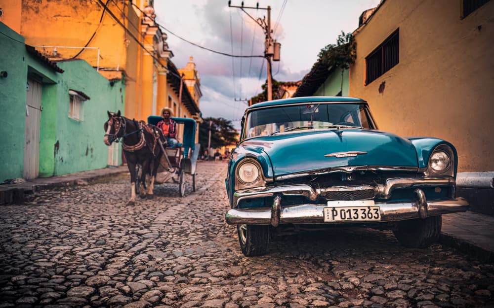 Cuban Street Classic Car by Marco Tagliarino — canvas wall art