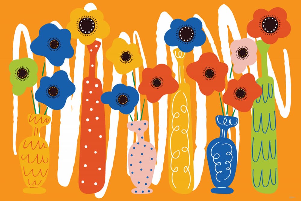 Vibrant Flower Vases by Sue Skellern — canvas wall art