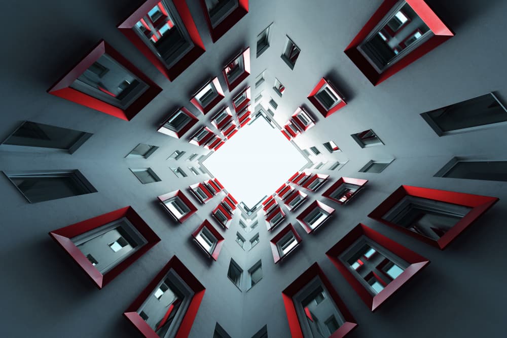 Red Window Perspective by Jorge Pimenta — canvas wall art