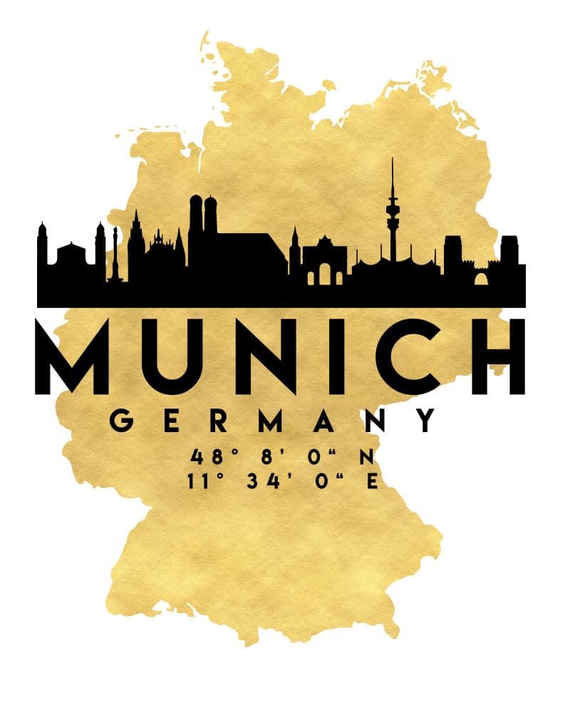 Munich Germany Skyline Map by Emiliano Deificus — canvas wall art