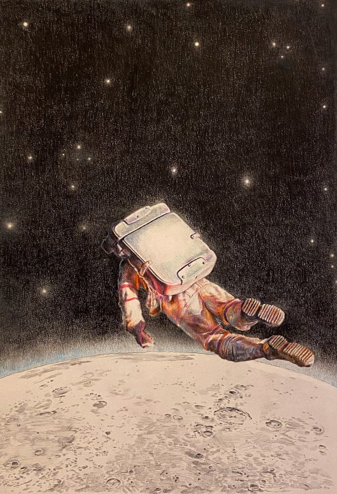Floating Astronaut Moon by Anne Wölk — canvas wall art