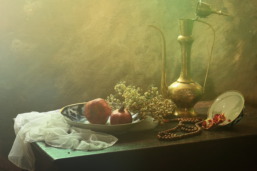 Oriental Pomegranate Still Life by UstinaGreen — canvas wall art