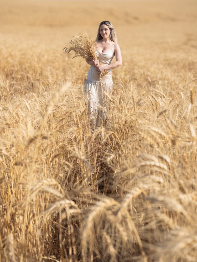Woman In Golden Wheat by Svetlana Kirzh — canvas wall art