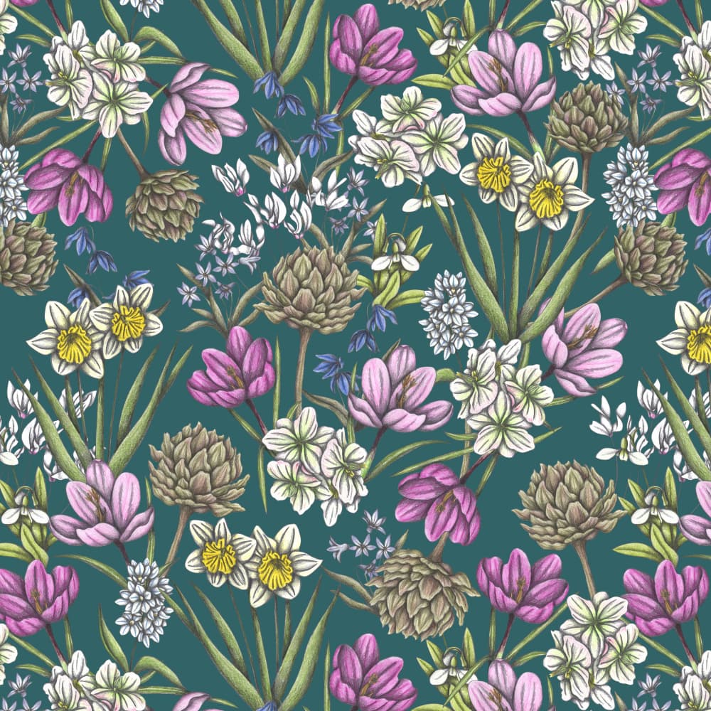 Teal Spring Bloom by Cecilia Battaini — canvas wall art
