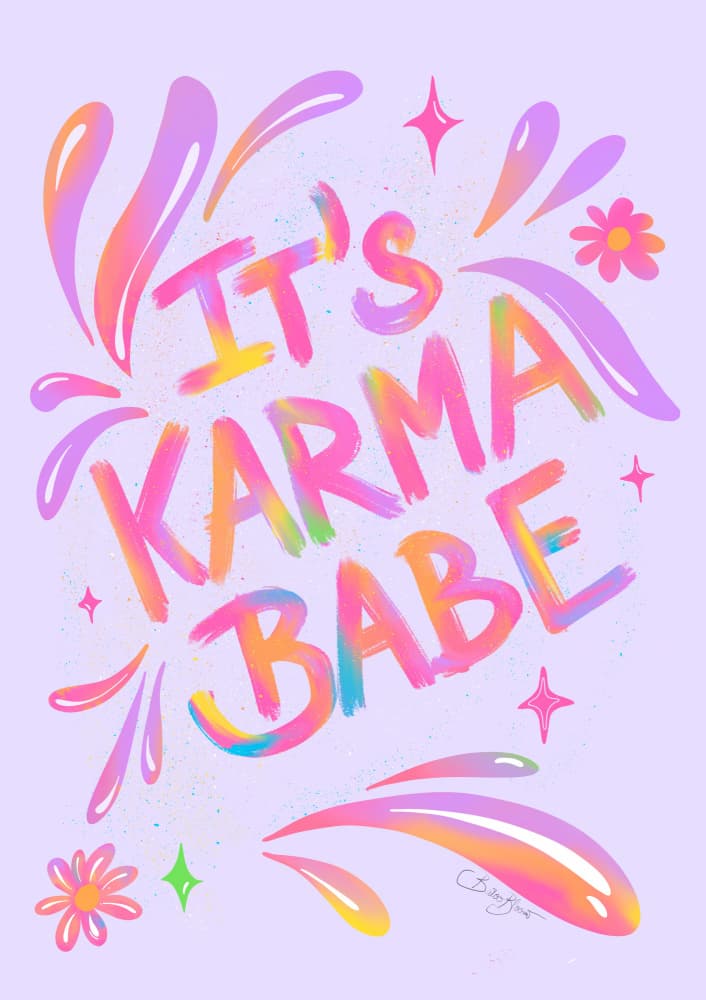 Colorful Karma Babe Quote by Baroo Bloom — canvas wall art