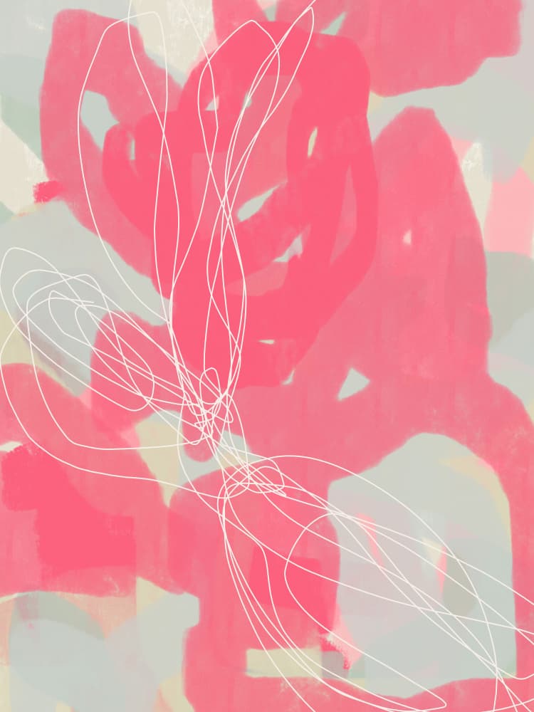 Abstract Painting. Brush strokes in pink, grey and white. by Dina Dankers — canvas wall art