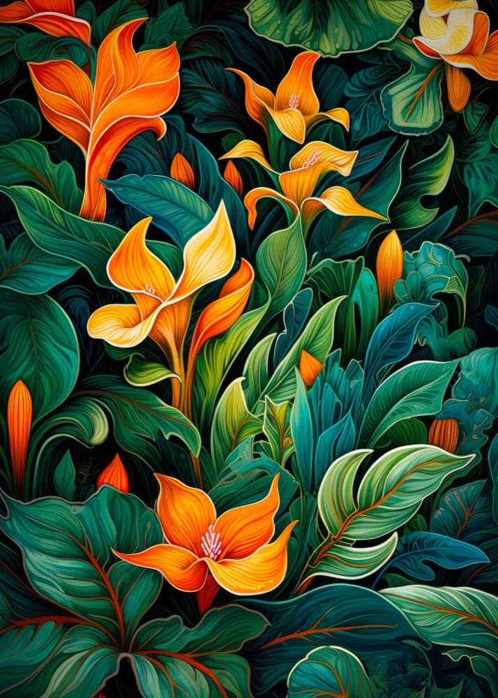 Vibrant Tropical Bloom by Justyna Jaszke — canvas wall art