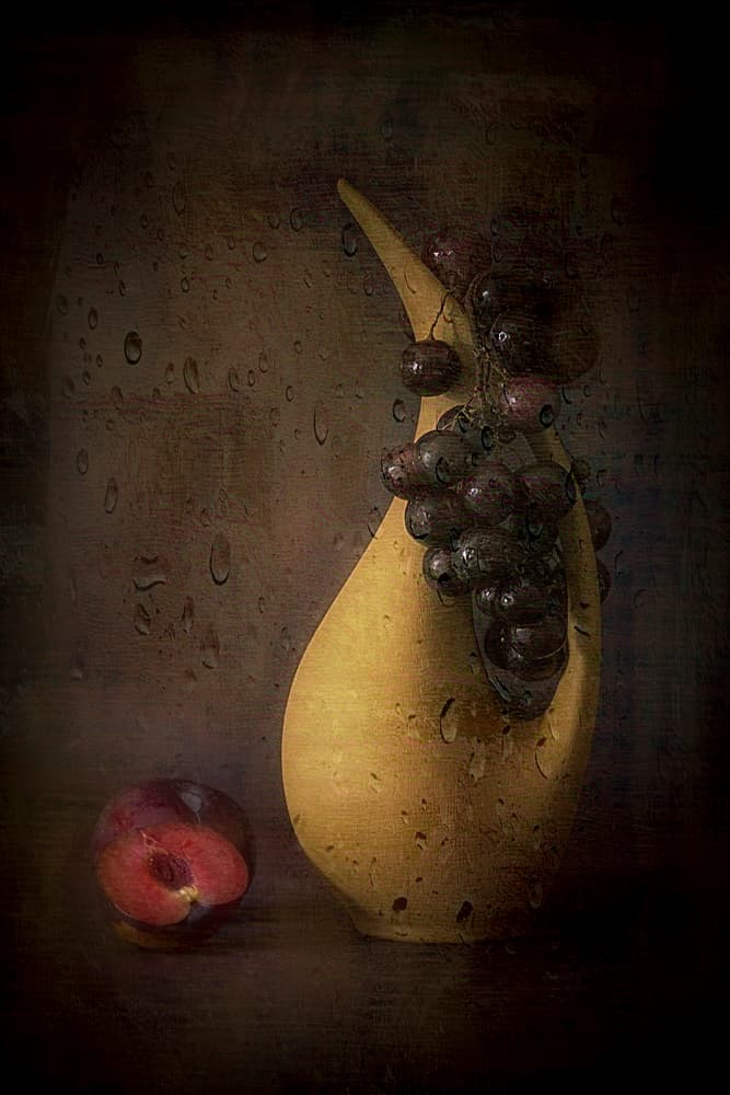 Moody Grapes and Plum by Cicek Kiral — canvas wall art