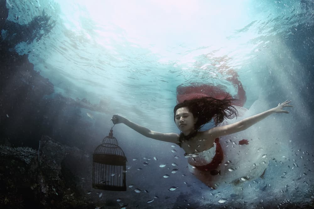 Dreamy Underwater Freedom by Hari Sulistiawan — canvas wall art