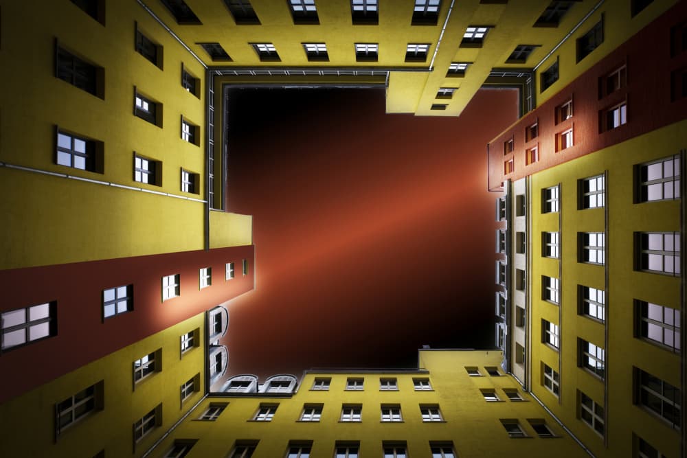 City Courtyard Perspective by Anita Martin AnnaPileaFotografie — canvas wall art