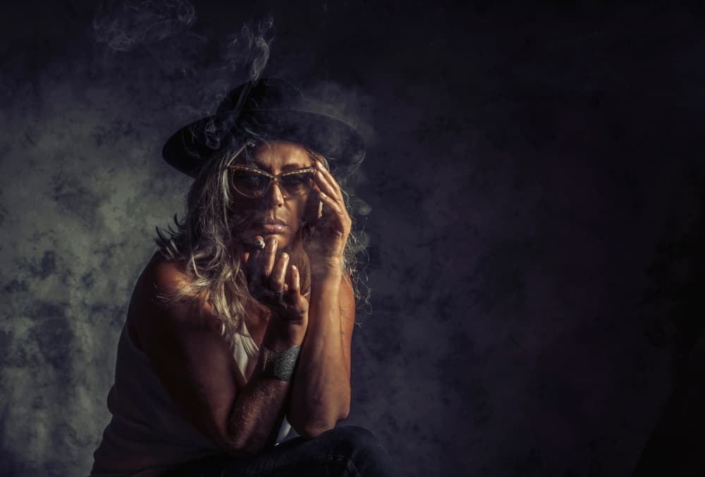 Mysterious Woman Smoking by gNo — canvas wall art