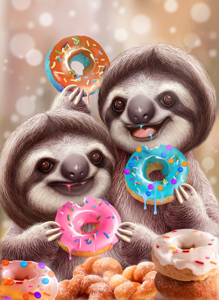 Sweet Sloth Donuts by Adam Lawless — canvas wall art