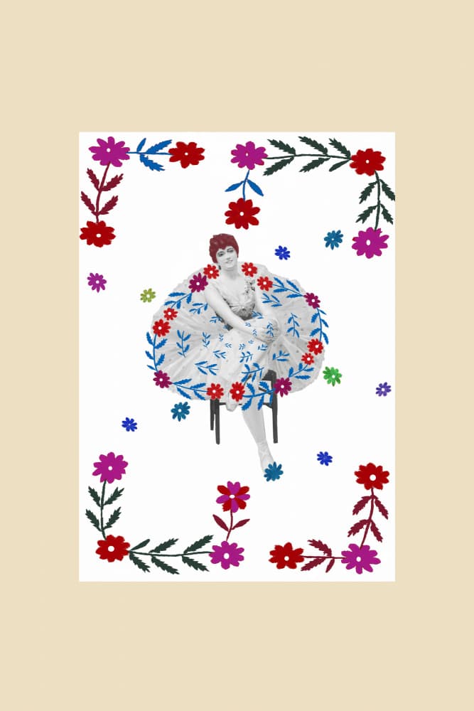 Vintage Floral Portrait by casa cartissi — canvas wall art