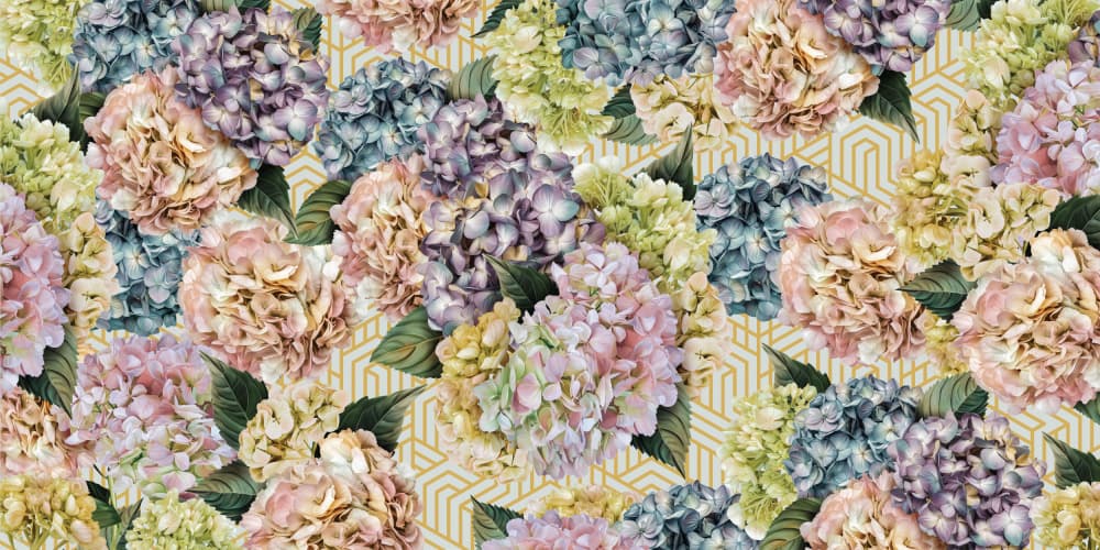 Hydrangeas_Gold Sky by Sue Skellern — canvas wall art