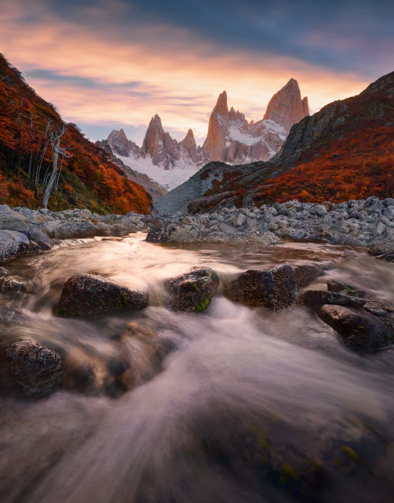 Fitz Roy Autumn River by Leah Xu — canvas wall art