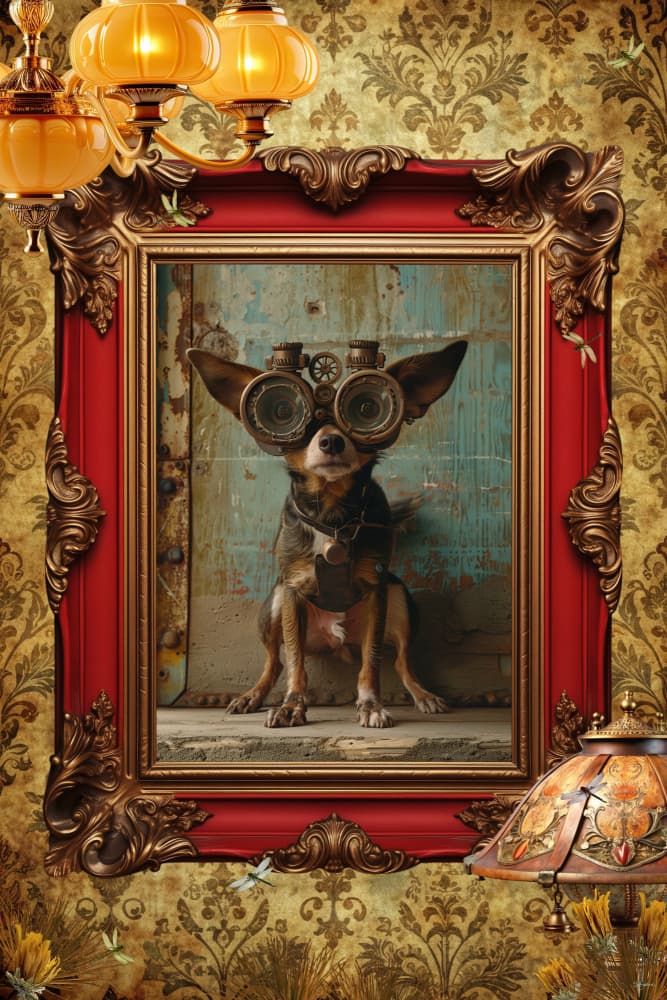 Steampunk Chihuahua Portrait by Sue Skellern — canvas wall art