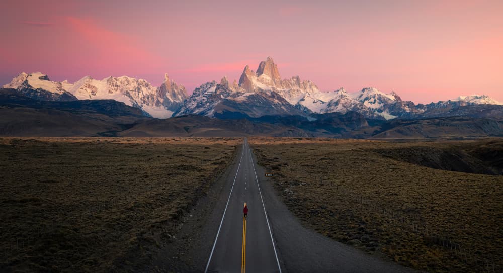 Pink Sky Patagonia Road by Dennis Zhang — canvas wall art