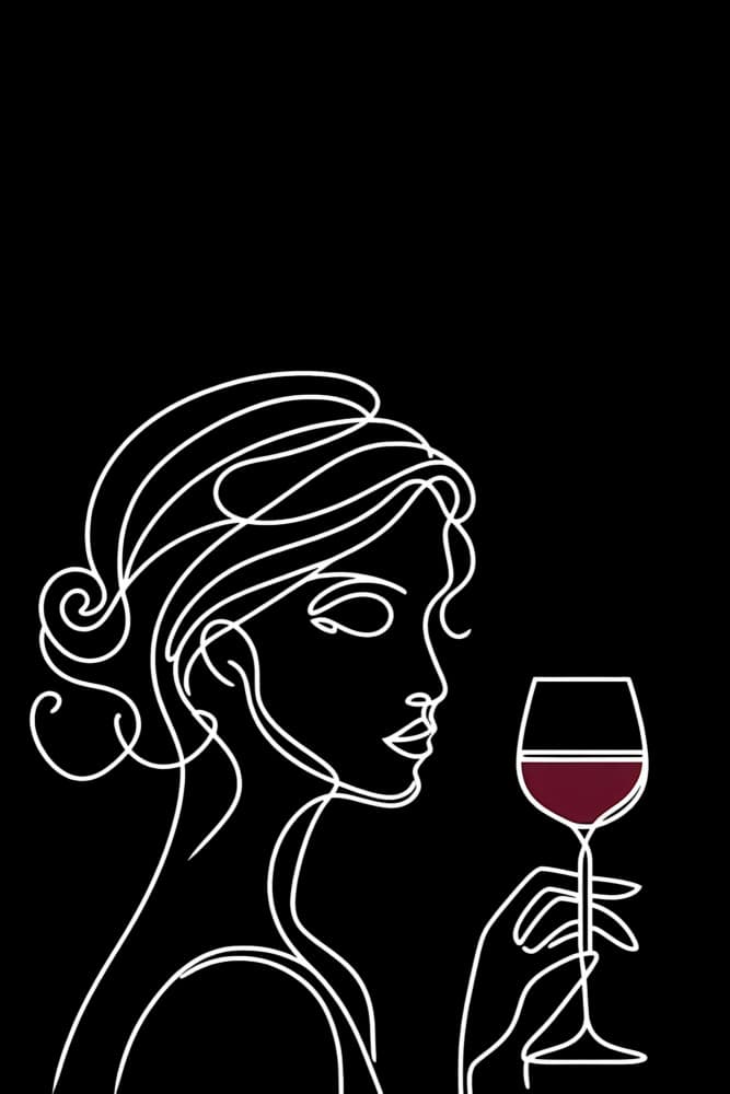 Elegant Line Art Wine by Tonya van Schalkwyk — canvas wall art