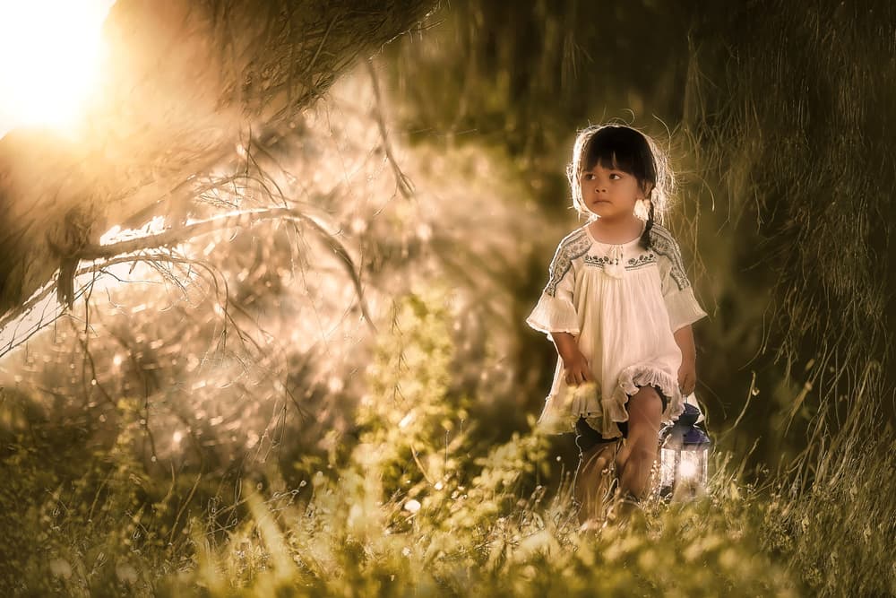 Forest Girl Golden Light by Despird Zhang — canvas wall art