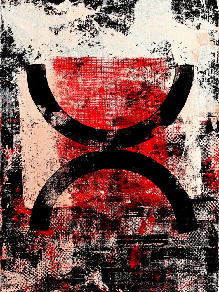 Bold Red Abstract Arcs by Petr Strnad — canvas wall art
