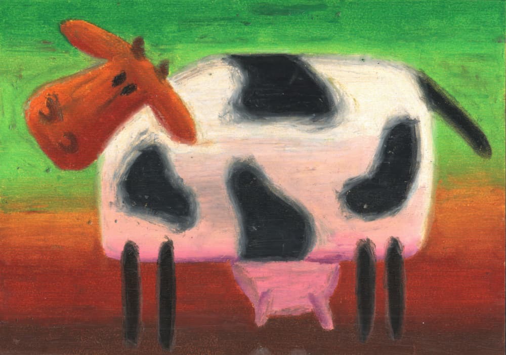 Happy Whimsical Cow by Kulik — canvas wall art