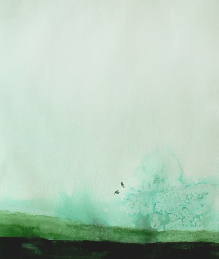 Green Landscape Birds by Christine Lindstrom — canvas wall art