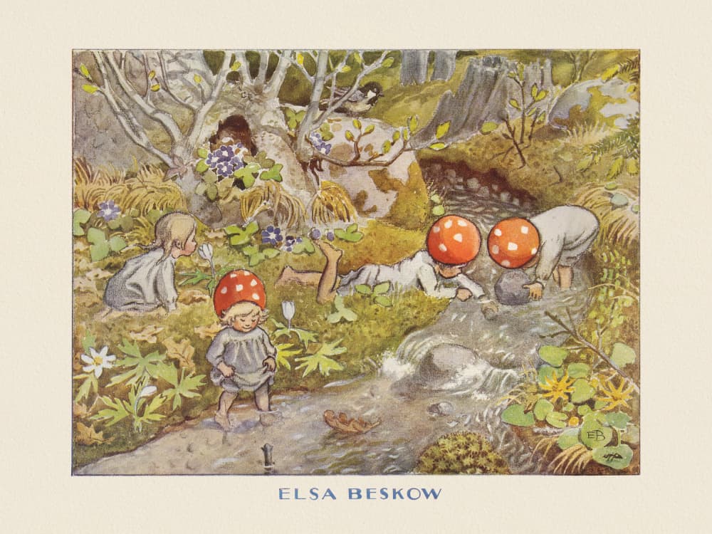 Tomtebobarnen Bäcken by Elsa Beskow — canvas wall art