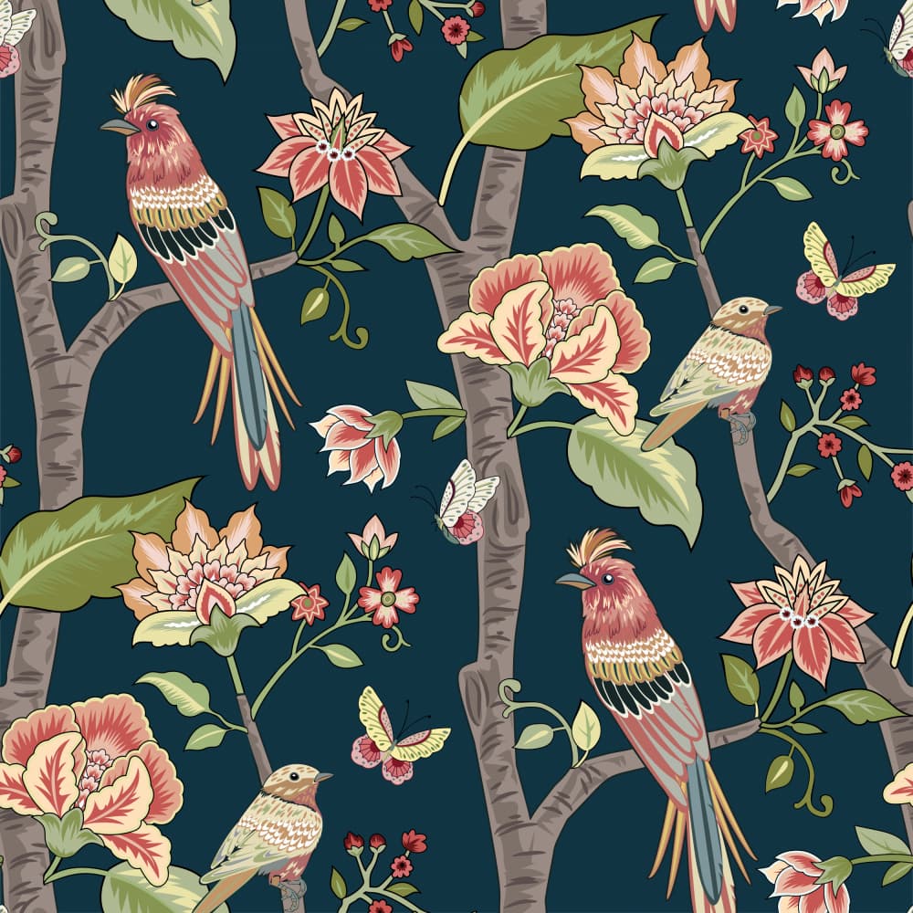 Exotic Birds and Flowers by Elena Dorosh — canvas wall art