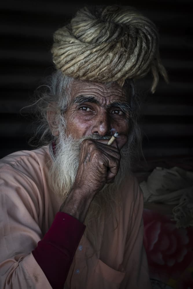 Dreadlock Sadhu Portrait by Elena Molina — canvas wall art